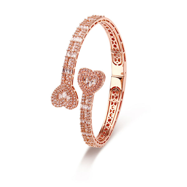 Baguette Heart Bangle Elegant Sparkle with a Touch of Love