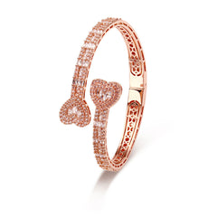 Baguette Heart Bangle Elegant Sparkle with a Touch of Love