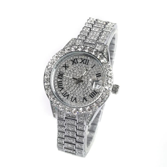 Crystal Reign Watch Full Iced Luxury Silver Timepiece