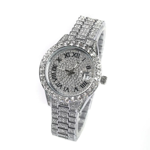 Crystal Reign Watch Full Iced Luxury Silver Timepiece