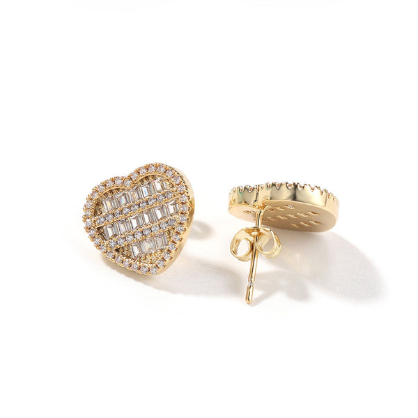 Baguette Heart Earrings Elegant Sparkle with a Loving Touch