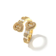 Baguette Heart Cuff Ring Elegant Sparkle with a Loving Twist