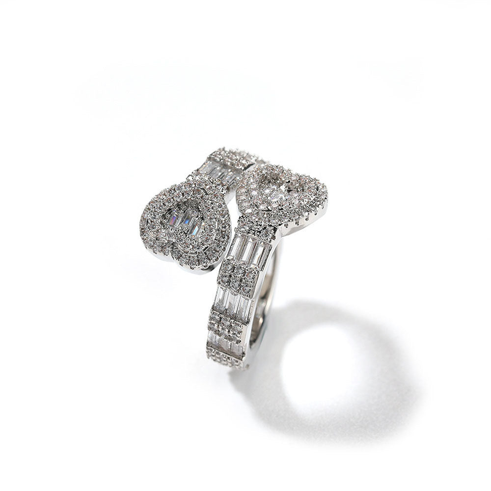 Baguette Heart Cuff Ring Elegant Sparkle with a Loving Twist
