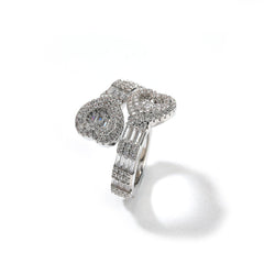 Baguette Heart Cuff Ring Elegant Sparkle with a Loving Twist