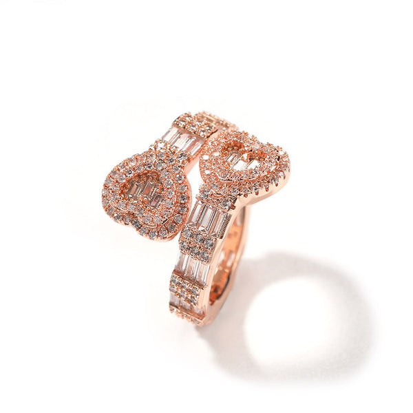 Baguette Heart Cuff Ring Elegant Sparkle with a Loving Twist