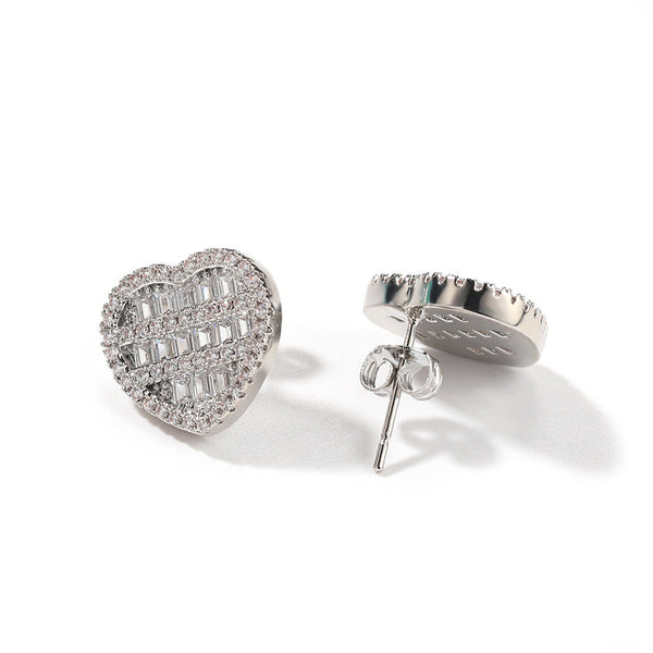 Baguette Heart Earrings Elegant Sparkle with a Loving Touch
