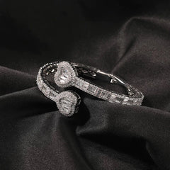 Baguette Heart Bangle Elegant Sparkle with a Touch of Love
