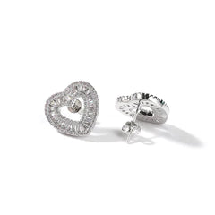 Princess Cut Baguette Heart Earrings Elegant Shine with a Romantic Twist