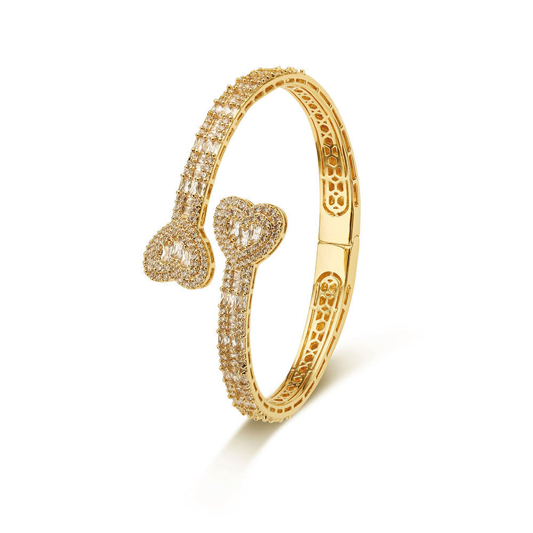Baguette Heart Bangle Elegant Sparkle with a Touch of Love