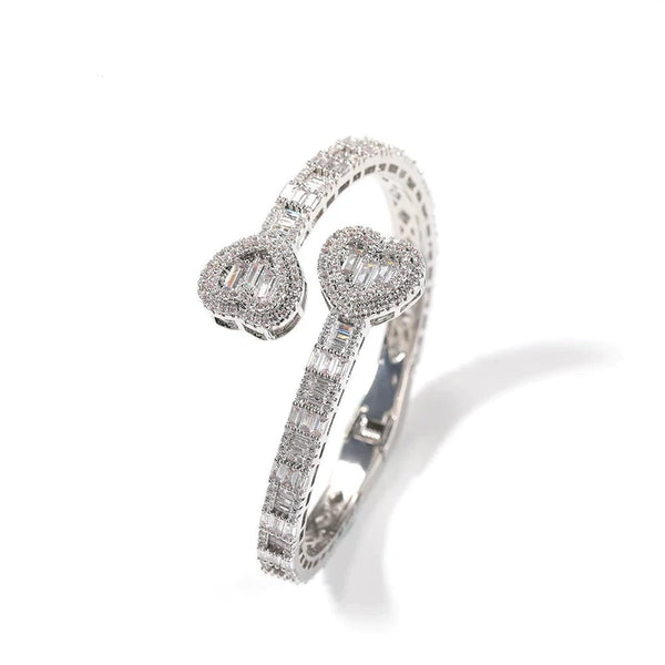 Baguette Heart Bangle Elegant Sparkle with a Touch of Love