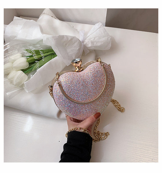 Heart Shape Sequined Purse Sparkle with Every Step