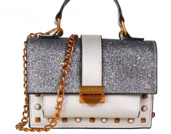 Lovely Sequin Chainbag Glam Glitter, Pearls, and Gold Chain Elegance