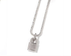 Iced Out Lock Necklace Set