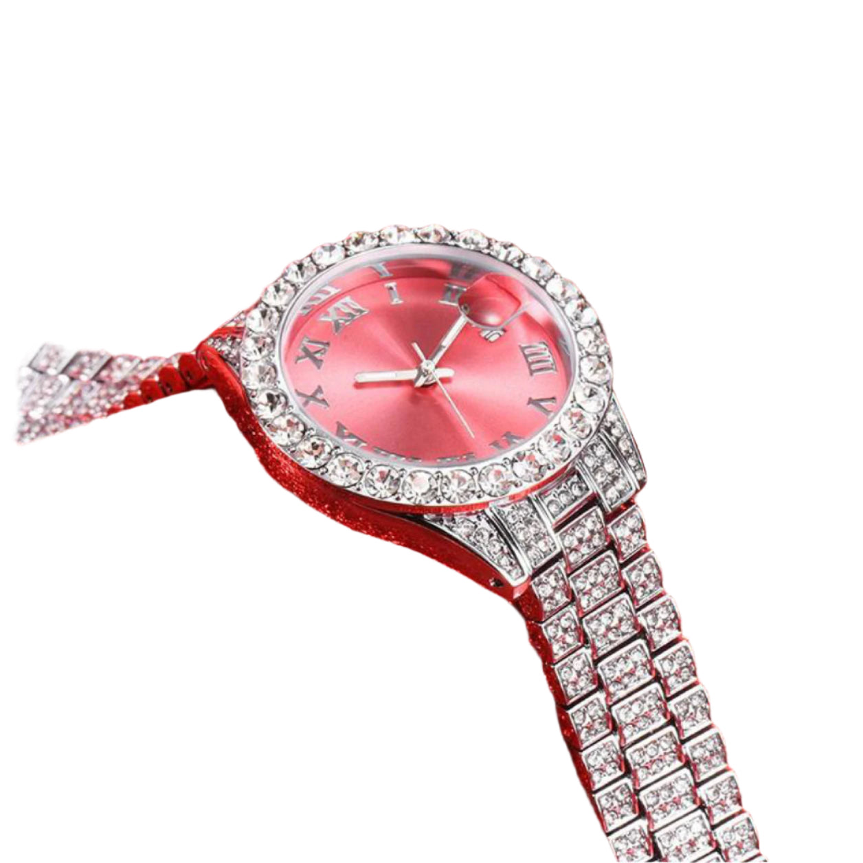 Pink Ice Diamond Watch Elegant Sparkle in Pink and Silver