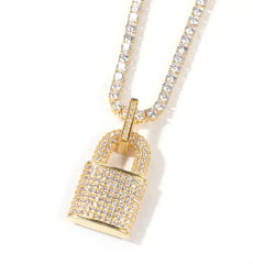 Iced Out Lock Necklace Set