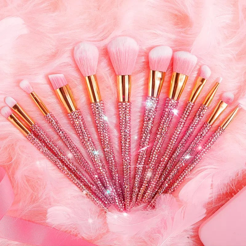 Rhinestone Makeup Brush Set 12 Piece Glam Brush Collection