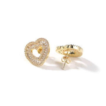 Princess Cut Baguette Heart Earrings Elegant Shine with a Romantic Twist