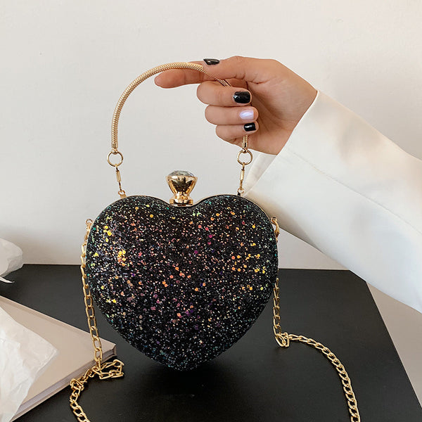 HEART SHAPE SEQUINED PURSE