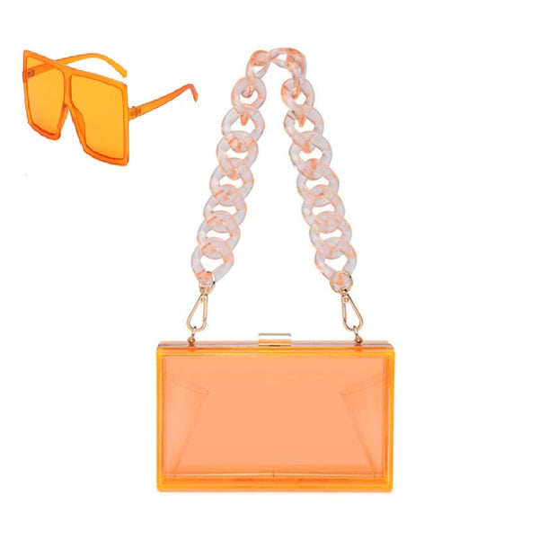 CLEAR PURSE W/ SUNGLASSES SET