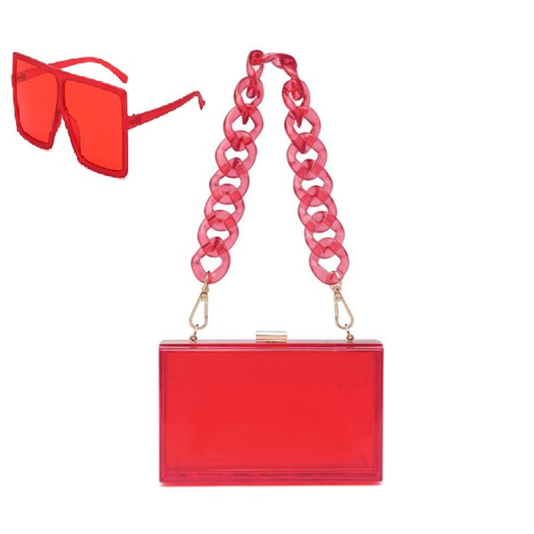 CLEAR PURSE W/ SUNGLASSES SET