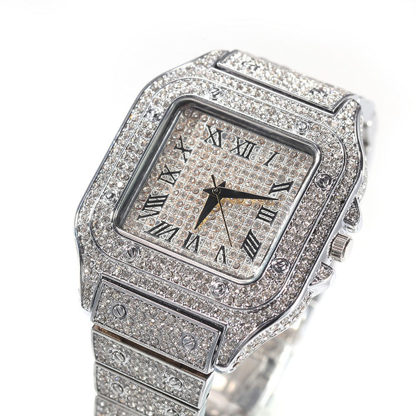 MEN/WOMEN ICED SQUARE FACE WATCH