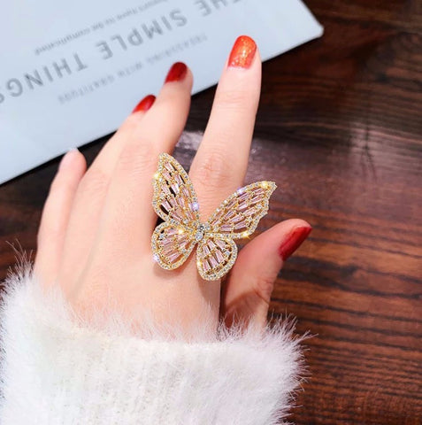 ADUSTABLE BUTTERFLY RING